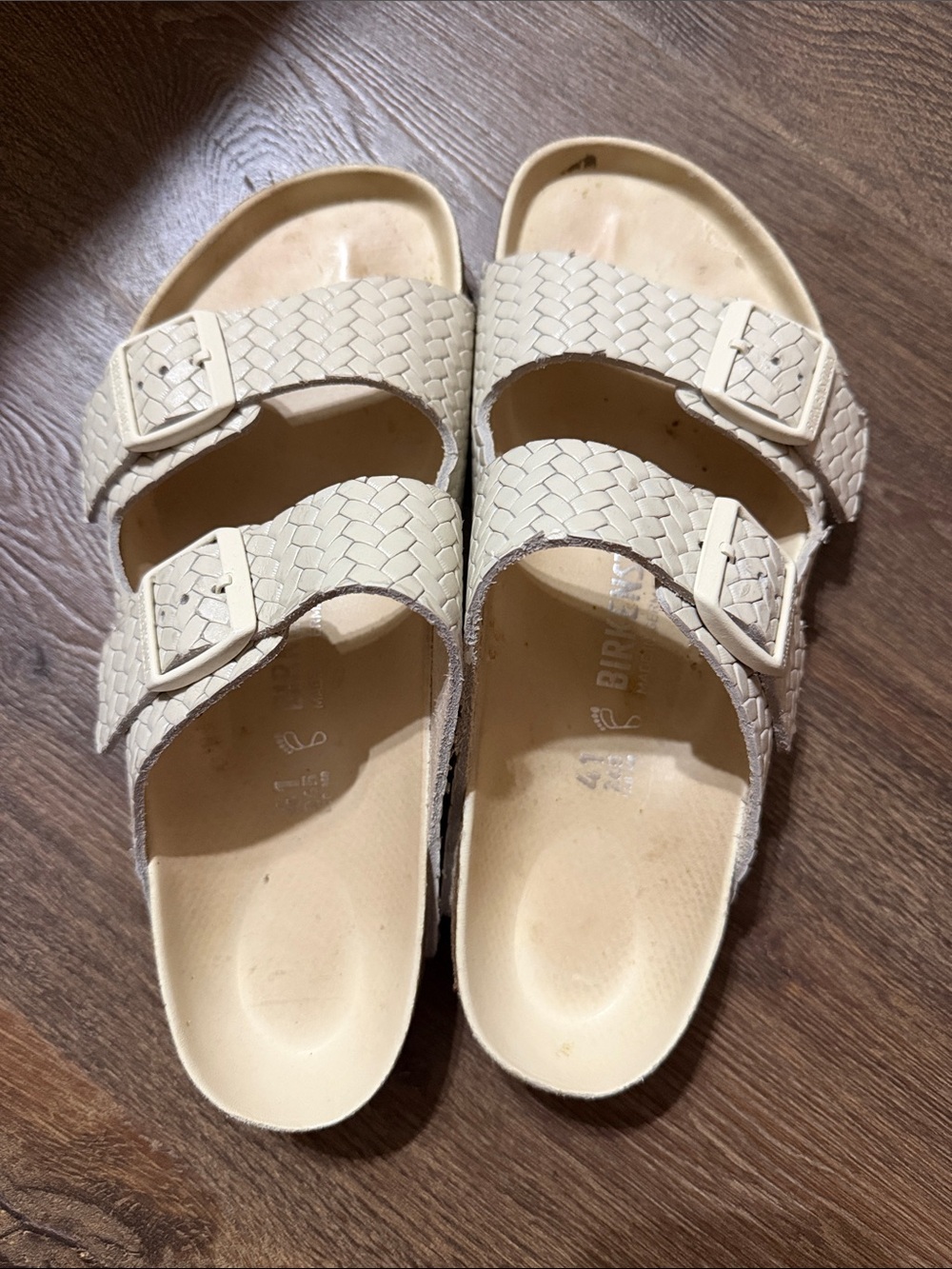 Birkenstock women's Woven Double-Buckle Sandals in Cream